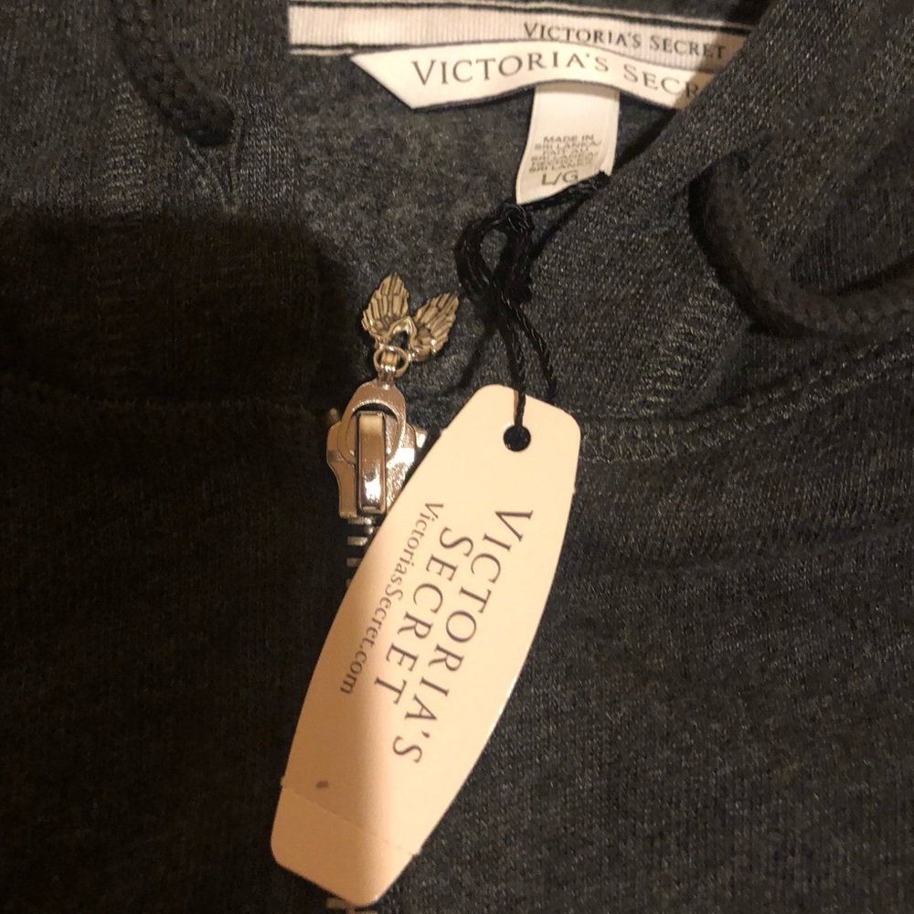 Victoria's Secret Charcoal Hoodie with Leaf Charm - Picture 3 of 4